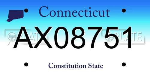 AX08751 Connecticut License Plate