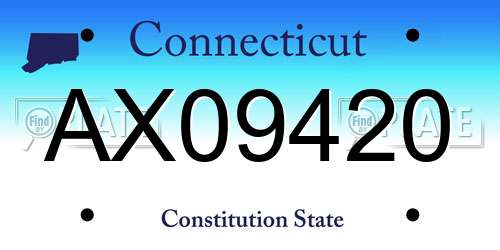 AX09420 Connecticut License Plate