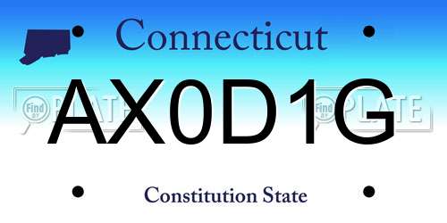 AX0D1G Connecticut License Plate