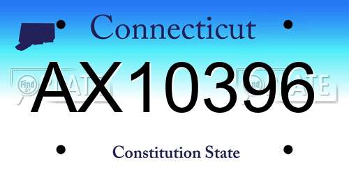AX10396 Connecticut License Plate