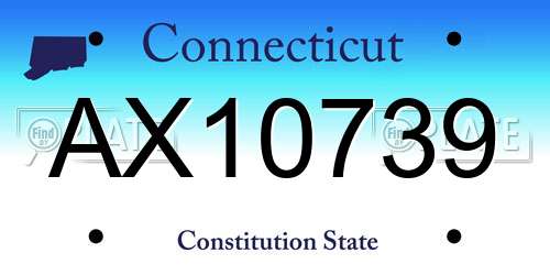 AX10739 Connecticut License Plate