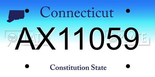 AX11059 Connecticut License Plate