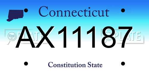 AX11187 Connecticut License Plate