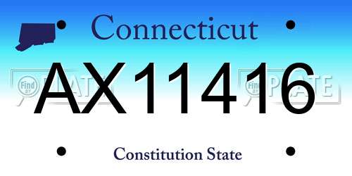 AX11416 Connecticut License Plate