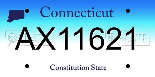 AX11621 Connecticut License Plate