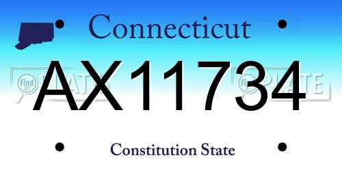 AX11734 Connecticut License Plate