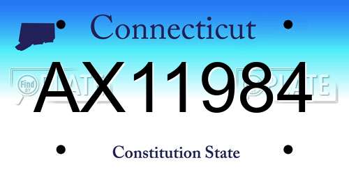 AX11984 Connecticut License Plate