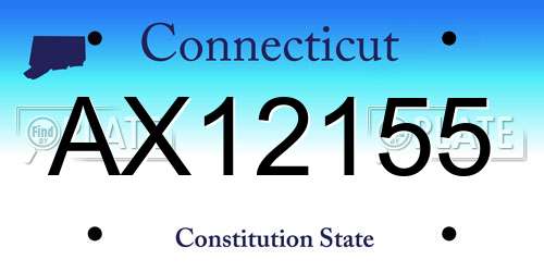 AX12155 Connecticut License Plate