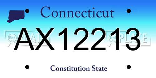 AX12213 Connecticut License Plate