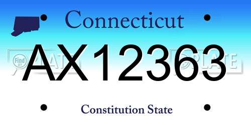 AX12363 Connecticut License Plate