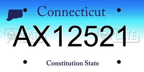 AX12521 Connecticut License Plate