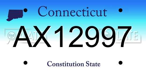 AX12997 Connecticut License Plate