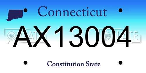AX13004 Connecticut License Plate