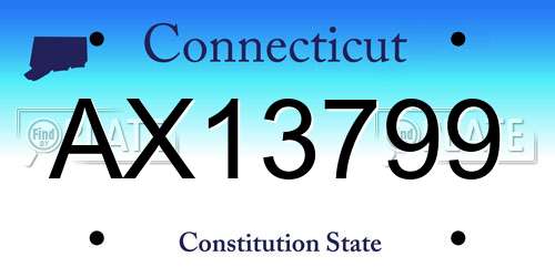 AX13799 Connecticut License Plate