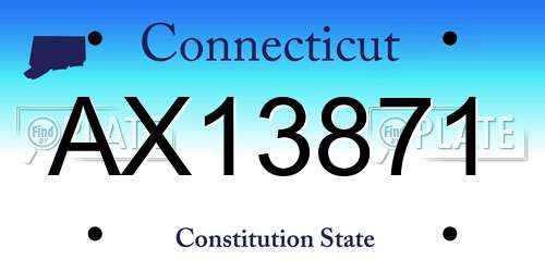 AX13871 Connecticut License Plate
