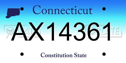 AX14361 Connecticut License Plate