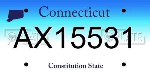 AX15531 Connecticut License Plate