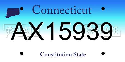 AX15939 Connecticut License Plate
