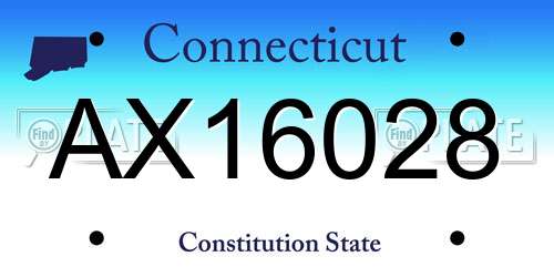 AX16028 Connecticut License Plate