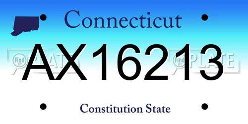 AX16213 Connecticut License Plate