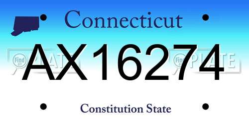 AX16274 Connecticut License Plate