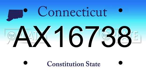 AX16738 Connecticut License Plate