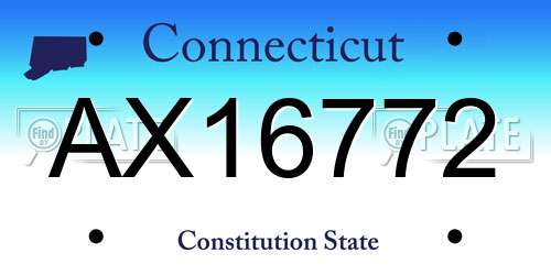 AX16772 Connecticut License Plate