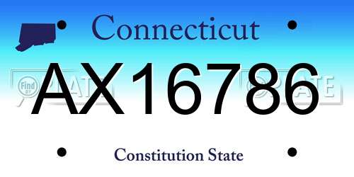 AX16786 Connecticut License Plate