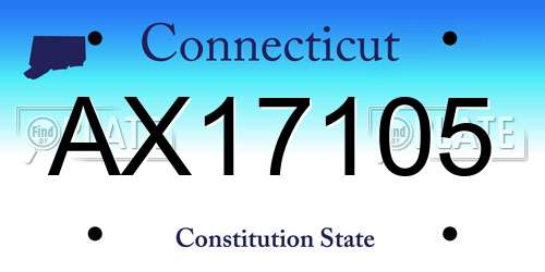 AX17105 Connecticut License Plate