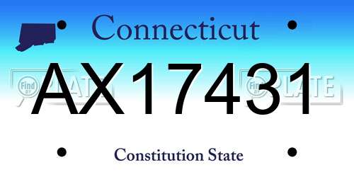 AX17431 Connecticut License Plate