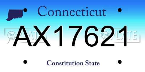 AX17621 Connecticut License Plate
