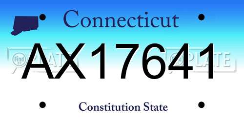 AX17641 Connecticut License Plate