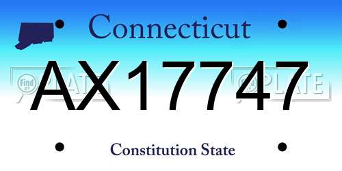 AX17747 Connecticut License Plate