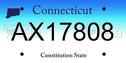 AX17808 Connecticut License Plate