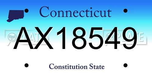 AX18549 Connecticut License Plate