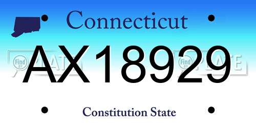 AX18929 Connecticut License Plate