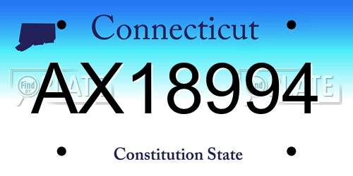 AX18994 Connecticut License Plate