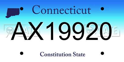 AX19920 Connecticut License Plate