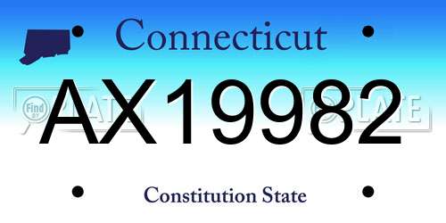 AX19982 Connecticut License Plate