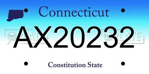 AX20232 Connecticut License Plate