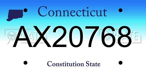 AX20768 Connecticut License Plate