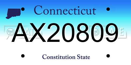AX20809 Connecticut License Plate