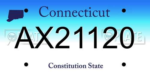 AX21120 Connecticut License Plate