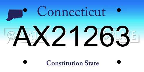 AX21263 Connecticut License Plate
