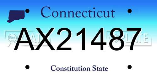AX21487 Connecticut License Plate