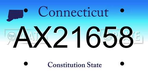 AX21658 Connecticut License Plate