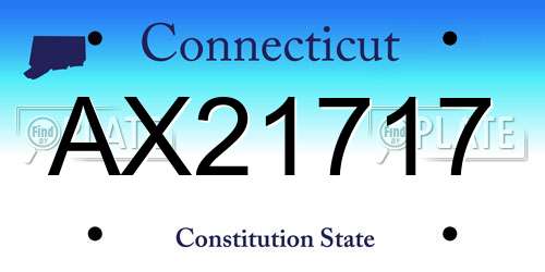 AX21717 Connecticut License Plate
