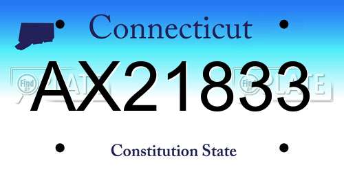 AX21833 Connecticut License Plate
