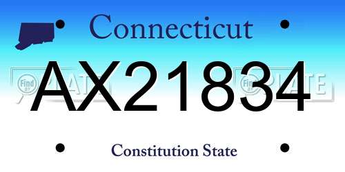 AX21834 Connecticut License Plate