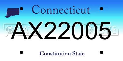 AX22005 Connecticut License Plate